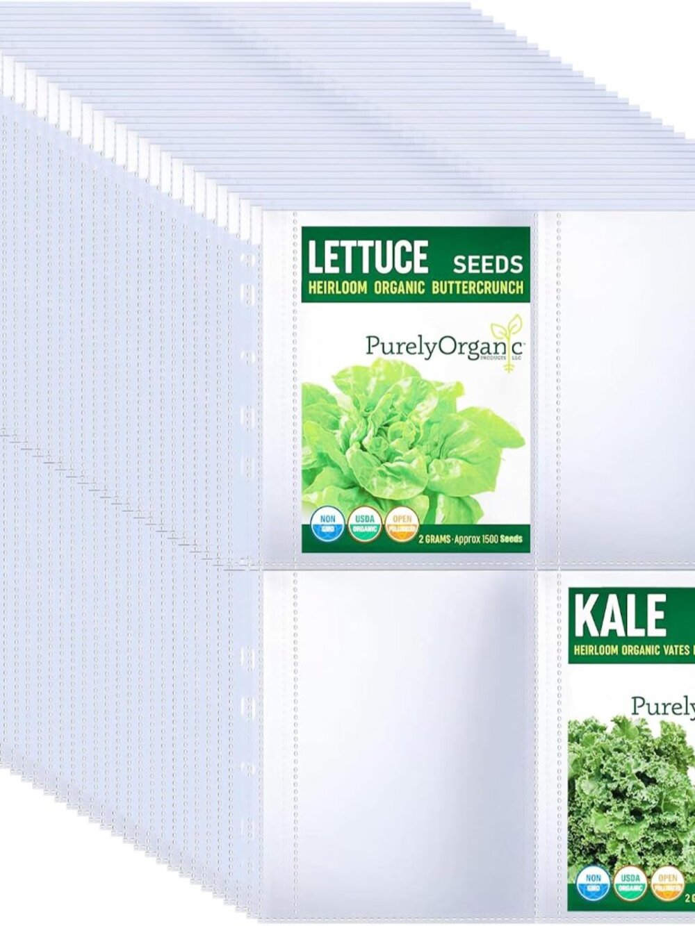 30 Pack 120 Pockets Seed Packet Binder Sleeves, Slot Size 3.5"x 5"